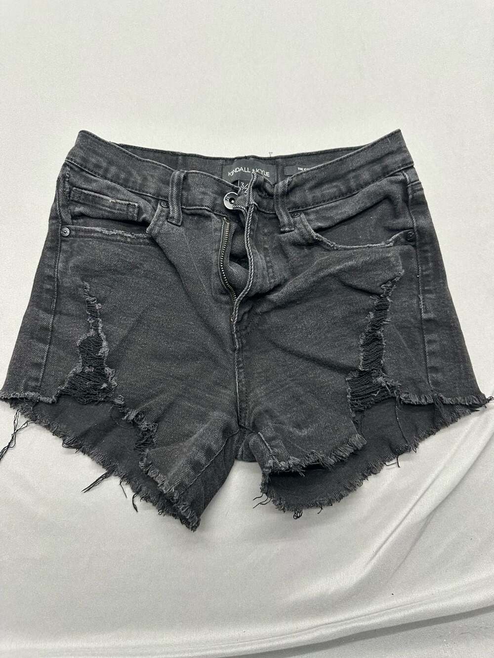 Kendall + Kylie The Icon Short Black Distressed Denim Cut-Off Shorts Size 3/26